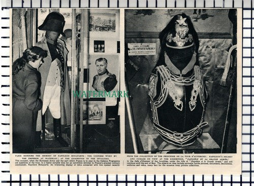 Napoleon Bonaparte Uniform Exhibition Invalides Paris   - 1952 Cutting / Print