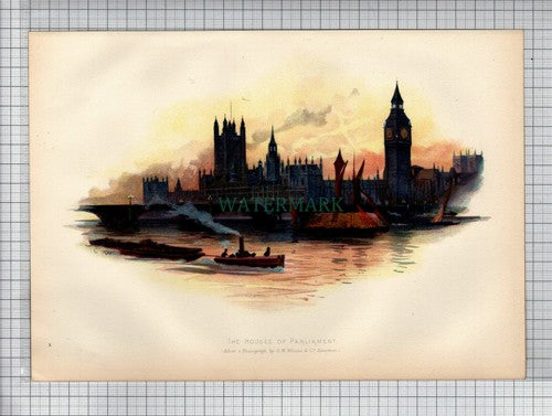 Houses Of Parliament London - c.1910 Print