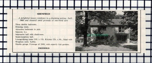 C6598) Shenfield Essex House Sale Advert - c.1964 Cutting