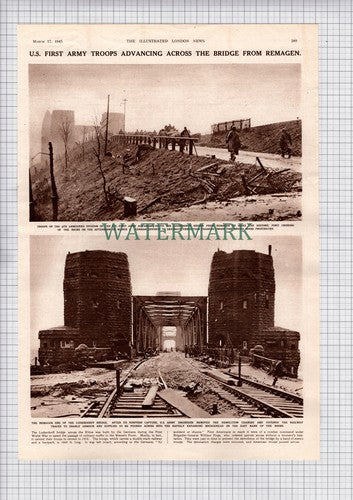 Ludendorff Bridge Remagen Germany 9th Armoured US First Army -1945 Article