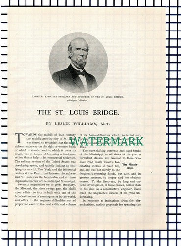 (7473) The St Louis Bridge James B Eads ~ c.1920s  8-Side Article