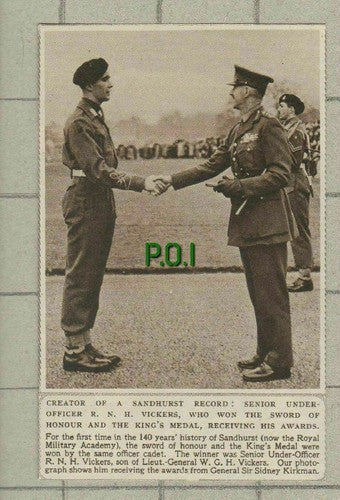 (C322) R N H Vickers Sandhurst Royal Military Academy Sidney Kirkman - 1949