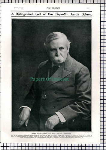 Mr Henry Austin Dobson Poet Essayist -  1914 News Page / Print