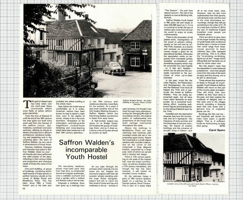 Saffron Walden  Essex Youth Hostel - 1984 Article