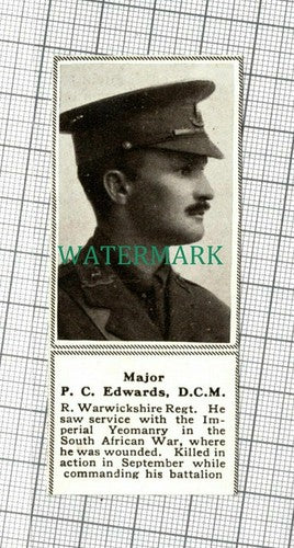 C1543) Major P C Edwards DCM R Warwickshire Yeomanry - 1918 Clip SMALL!!