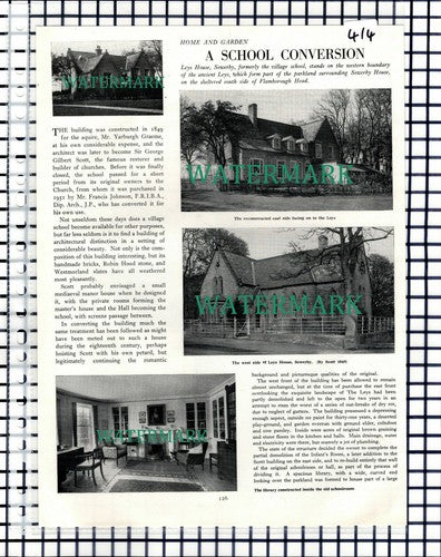 Leys House Sewerby Yorkshire Mr Francis Johnson  Yarburgh Graeme - 1953 Article