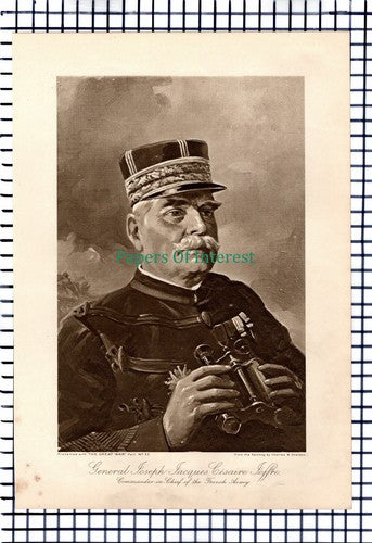 X1249) Gen Joseph Jacques Cesaire Joffre French Army World War 1 - c.1918 Print