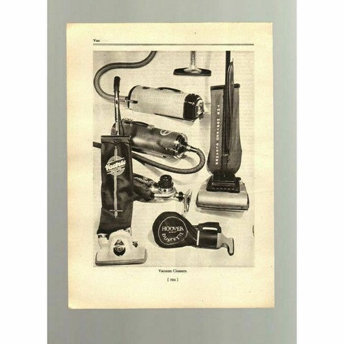 Early Vacuum Cleaners  Hoover   - c.1950's Book Print / Cutting