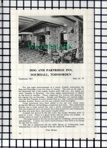 C7392) Dog & Partridge Hesketh Lane Chipping / Sourhall Todmorden  1980s Cutting