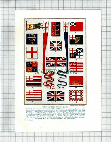 (6847) Old British Flag Types  - c.1930s Book Print