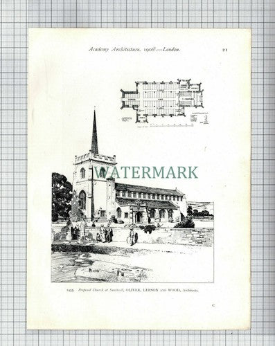 All Saints Church Tooting Graveney / Swalwell Church - 1906 Print