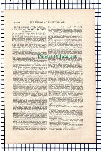X1150) Mr Alex G White Master House Painters Association - 1899 Article
