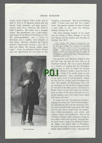 (5625) Henry Burstow Horsham Singer & Bellringer Stanley Godman - 1954