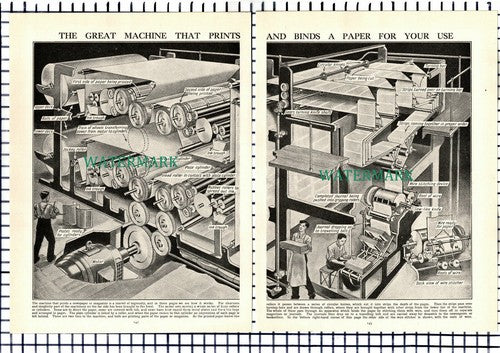 (7347) Newspaper Printing Machine  - c.1940s Picture Article
