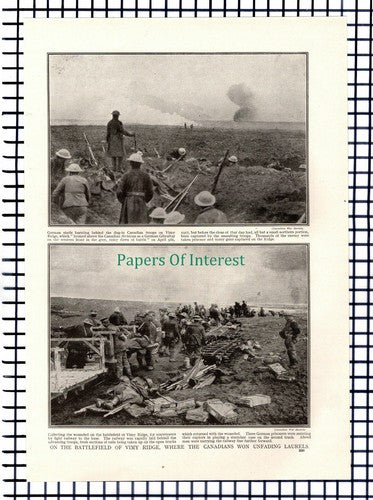 X1329) Vimy Ridge Canadian Troops World War One   - c.1918 Cutting