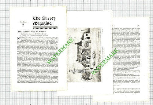 The Red Lion Inn Smitham Bottom Surrey Coulsden -  1900 Article / Print