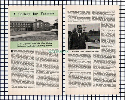 East Riding Institute Of Agriculture Bishop Burton Kenneth Riley - 1963 Article