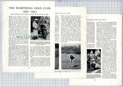 (6776) The Worthing Golf Club Sussex John Forbes Fred Pratt - 1953 Article
