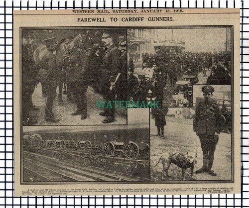X1601) Royal Field Artillery Cardiff Gunners Lt Col G T Gavin - 1916 Cutting