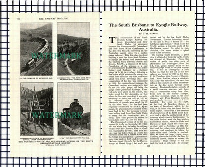 South Brisbane To Kyogle Railway Australia MacPherson Tunnel  - 1932 Article