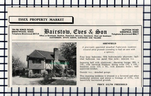 C6581) Shenfield House Sale Advert - 1964 Cutting