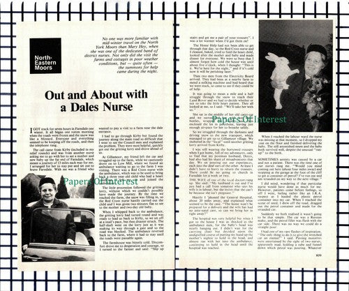 (6961) Mary Hey District Nurse North York Moors  - 1981 Small Article