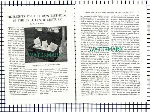 (8163) Steyning Church 18th Century Election Methods  - 1950 Article
