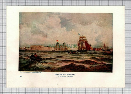 GREENWICH HOSPITAL T B Hardy   - c.1910 Print