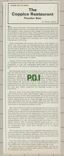 The Coppice Restaurant Theydon Bois Essex Colin De Launay -  1975 Clipping