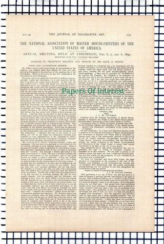 X1150) Mr Alex G White Master House Painters Association - 1899 Article