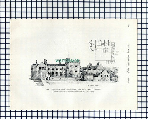 Maesycrugian Manor Carmarthenshire Arnold Mitchell Architect - 1903 Book Print