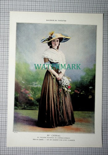 X1745) Mlle CHENAL Actress - c.1910 Antique Print