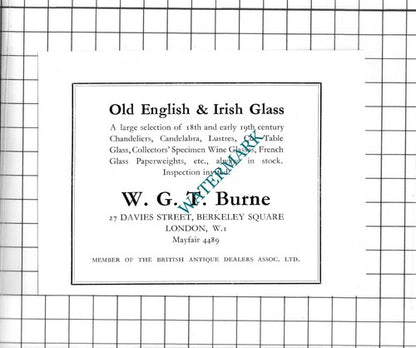 W G T Burne London  / H Huntsman & Sons Ltd - c.1960s Small Advert