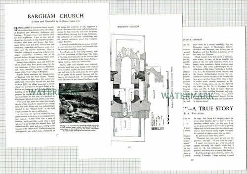 (6855) Bargham Church Sussex Barpham Hill - 1954 Article