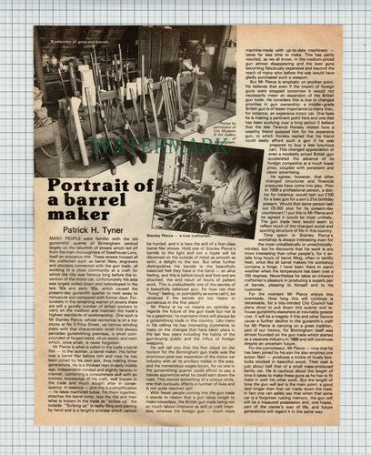 X1882) Stanley Pierce Barrel Maker Birmingham  -  1982 Article