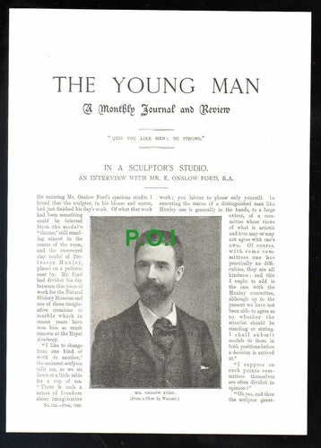 (5713) E Onslow Ford RA Sculptor Interview - 1896 Article