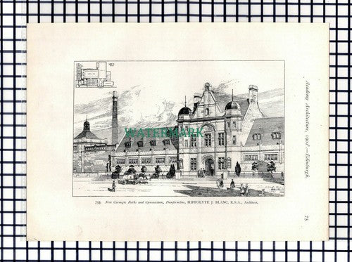 (8150) Carnegie Baths Dunfermline Hippolyte Blanc Architect - 1902 Book Print
