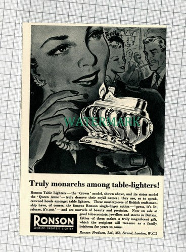 C2326) Ronson Table Lighters ADVERT - 1948 Clip * PAPER CUTTING *