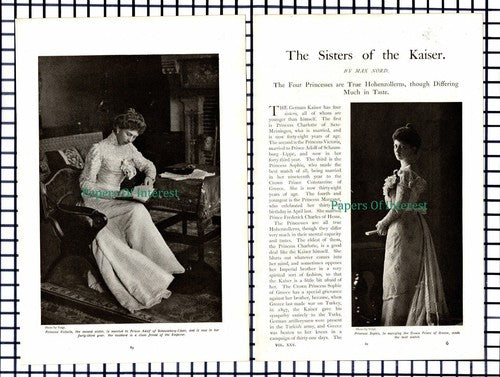 (6021) Sisters Of The German Kaiser - c.1909 Article