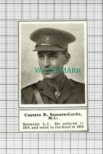 C2849) Captain R Somers-Cocks MC Somerset LI - 1918 Clip SMALL!!