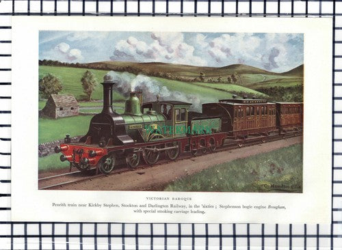 C6745) Penrith Train Kirkby Stephen BROUGHAM Smoking Carriage -   1952 Print