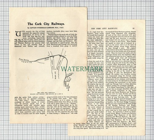 The Cork City Railways Ireland Captain Fitzgerald-Lombard - 1913 Article