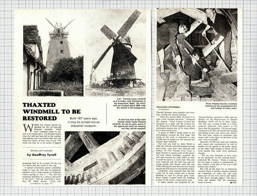 Thaxted Windmill Restoration Thaxted Society Mark Arman - 1972 Two-Part Clipping