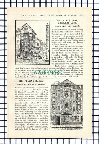 C6426) King's Head Chancery Lane Flying Horse Pindar Mether's Arms - 1906