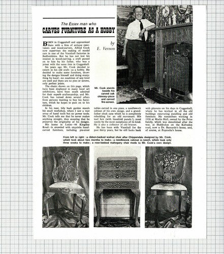 Alfred Cook Coggeshall 44 Kingsley Road Luton Furniture Carver - 1969 Article