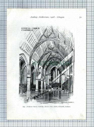 (7662) Dundyvan Church Coatbridge Glasgow Cullen / Iona Cathedral  1906 Print