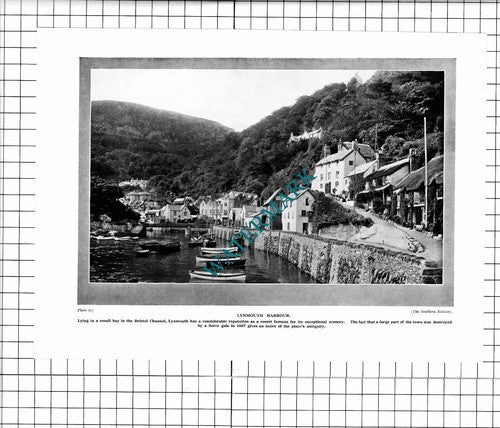 Lynmouth Harbour - c.1930's Clipping / Print