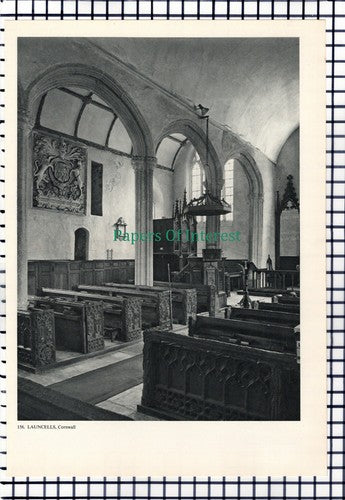 Launcells Church Cornwall England - 1950s  Print / Cutting