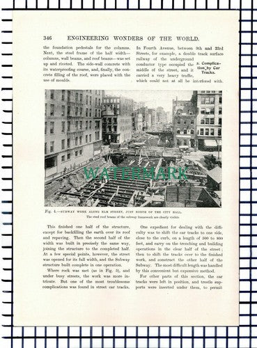 (7478) The New York Subway Elm Street Broadway ~ c.1920s  13-Side Article