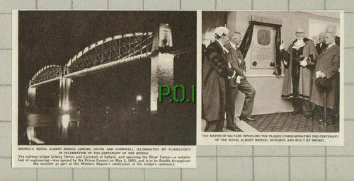 Royal Albert Bridge Brunel Saltash Mayor River Tamar   - 1959 News Clipping
